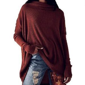 75% OFF SALE Free People NWT Juicy Long Sleeve Cowl Top Wine Color Retail $88